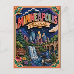 PopCut Staaten Minneapolis Minnesota Papierkunst Postkarte