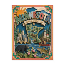 PopCut Staaten Minnesota Farbige 3D-Papierkunst