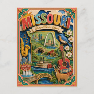 PopCut Staaten Missouri Farbige 3D-Papierkunst Postkarte