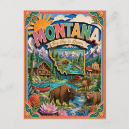 PopCut Staaten Montana Farbige 3D-Papierkunst Postkarte