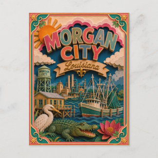 PopCut Staaten Morgan City Louisiana Papierkunst Postkarte