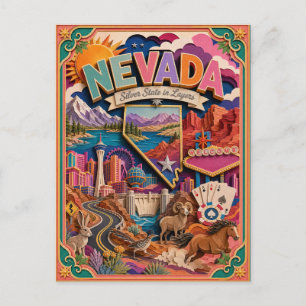 PopCut Staaten Nevada Farbige 3D-Papierkunst Postkarte