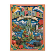 PopCut Staaten New Hampshire Farbige 3D-Papierkuns