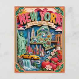 PopCut Staaten New York Farbige 3D-Papierkunst Postkarte