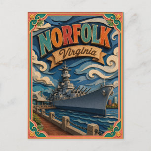PopCut Staaten Norfolk Virginia Papierkunst Postkarte