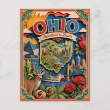 PopCut Staaten Ohio Farbige 3D-Papierkunst