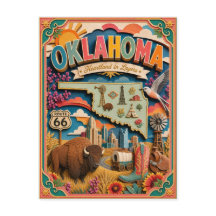PopCut Staaten Oklahoma Farbige 3D-Papierkunst
