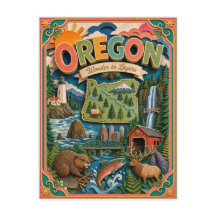 PopCut Staaten Oregon Farbige 3D-Papierkunst