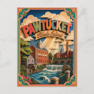 PopCut Staaten Pawtucket Rhode Island Papierkunst Postkarte