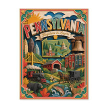 PopCut Staaten Pennsylvania Farbige 3D-Papierkunst