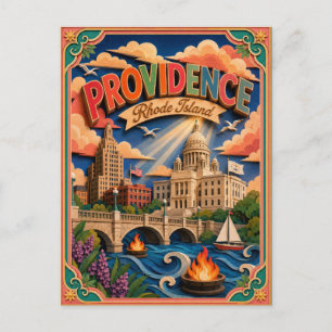 PopCut Staaten Providence Rhode Island Papierkunst Postkarte