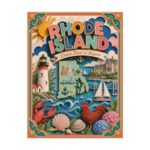 PopCut Staaten Rhode Island Farbige 3D-Papierkunst