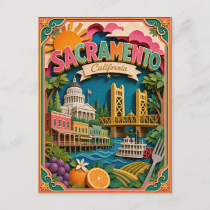 PopCut Staaten Sacramento Kalifornien Papier Kunst Postkarte