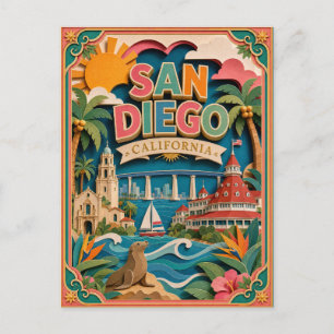 PopCut Staaten San Diego Kalifornien Papierkunst Postkarte