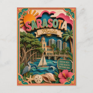 PopCut Staaten Sarasota Florida Papierkunst Postkarte
