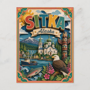 PopCut Staaten Sitka Alaska Papier Kunst Postkarte