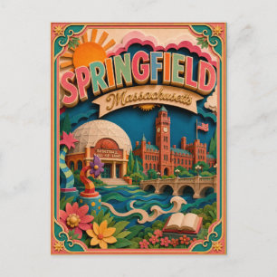 PopCut Staaten Springfield Massachusetts Papierkun Postkarte
