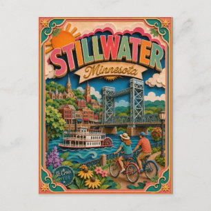 PopCut Staaten Stillwater Minnesota Papierkunst Postkarte