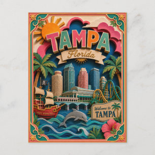 PopCut Staaten Tampa Florida Papierkunst Postkarte