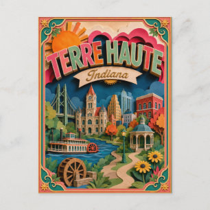 PopCut Staaten Terre Haute Indiana Papierkunst Postkarte