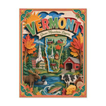 PopCut Staaten Vermont Farbige 3D-Papierkunst