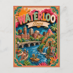 PopCut Staaten Waterloo Iowa Papierkunst Postkarte