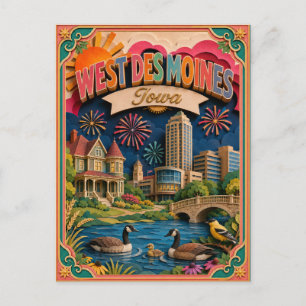 PopCut Staaten West Des Moines Iowa Papierkunst Postkarte