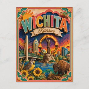 PopCut Staaten Wichita Kansas Papierkunst Postkarte