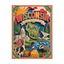 PopCut Staaten Wisconsin Farbige 3D-Papierkunst