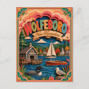 PopCut Staaten Wolfeboro New Hampshire Papierkunst Postkarte
