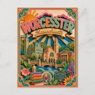 PopCut Staaten Worcester Massachusetts Papierkunst Postkarte
