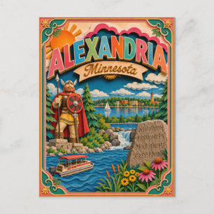 PopCut States Alexandria Minnesota Papierkunst Postkarte