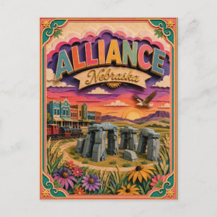 PopCut States Alliance Nebraska Papierkunst Postkarte