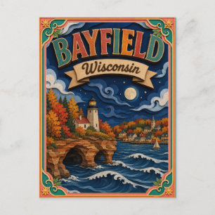 PopCut States Bayfield Wisconsin Papierkunst Postkarte