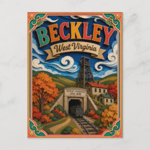 PopCut States Beckley West Virginia Papierkunst Postkarte