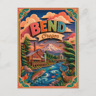 PopCut States Bend Oregon Papierkunst Postkarte