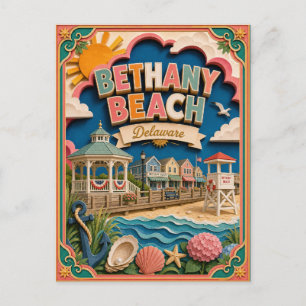 PopCut States Bethany Beach Delaware Papierkunst Postkarte
