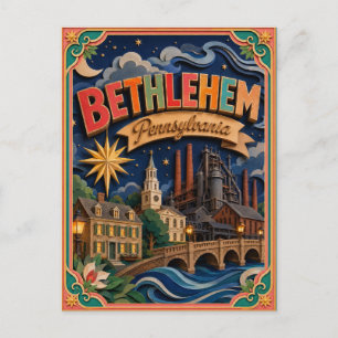 PopCut States Bethlehem Pennsylvania Papierkunst Postkarte