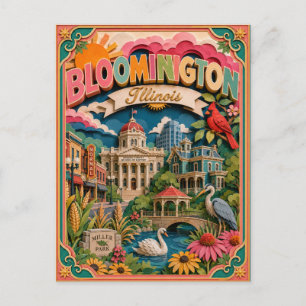 PopCut States Bloomington Illinois Papierkunst Postkarte