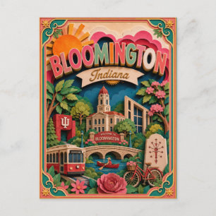 PopCut States Bloomington Indiana Papierkunst Postkarte