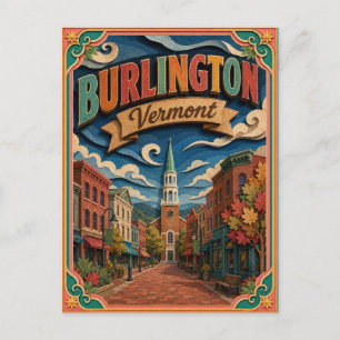 PopCut States Burlington Vermont Papierkunst Postkarte