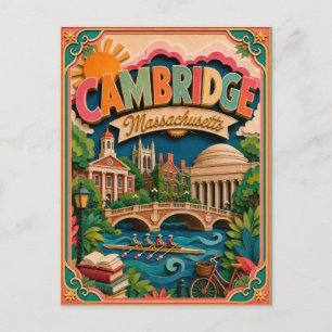 PopCut States Cambridge Massachusetts Papierkunst Postkarte