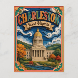PopCut States Charleston West Virginia Papierkunst Postkarte