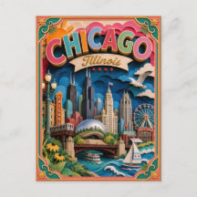 PopCut States Chicago Illinois Papierkunst