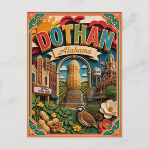 PopCut States Dothan Alabama Papierkunst Postkarte