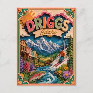 PopCut States Driggs Idaho Papierkunst Postkarte
