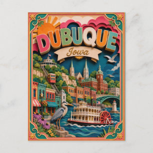 PopCut States Dubuque Iowa Papierkunst Postkarte