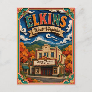 PopCut States Elkins West Virginia Papierkunst Postkarte