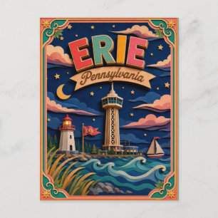 PopCut States Erie Pennsylvania Papierkunst Postkarte