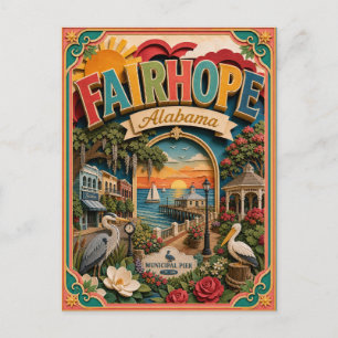 PopCut States Fairhope Alabama Papierkunst Postkarte